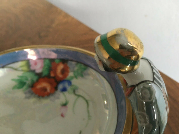Rare art deco 1930s Noritake Two Sisters Flapper Girls porcelain bowl Green mark
