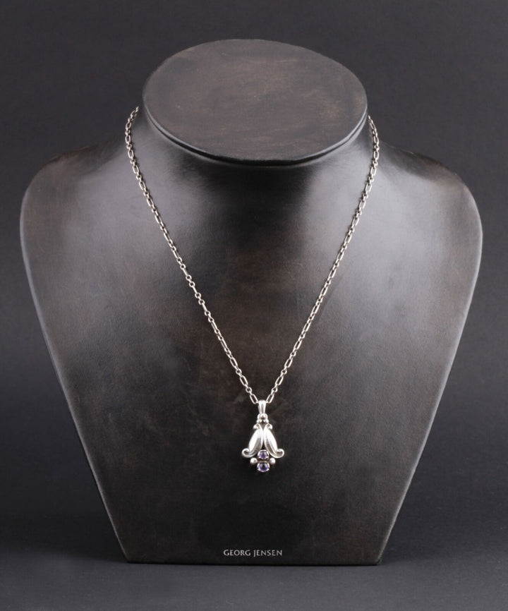 GEORG JENSEN Sterling Silver Pendant Of The Year 1993 with Amethyst. RARE!