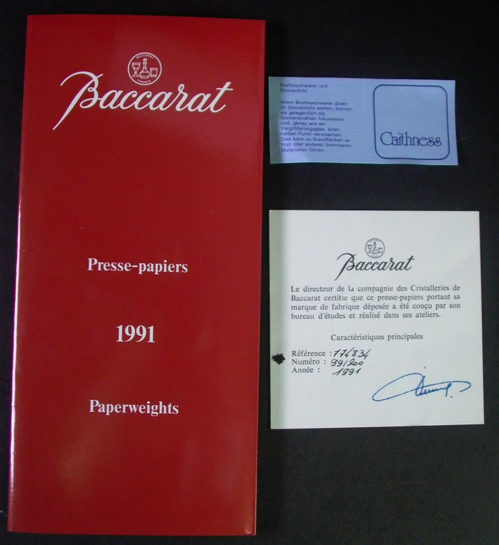 orig. BACCARAT Paperweight presse-papiers BUTTERFLY - limit. 99/200 - Zertifikat