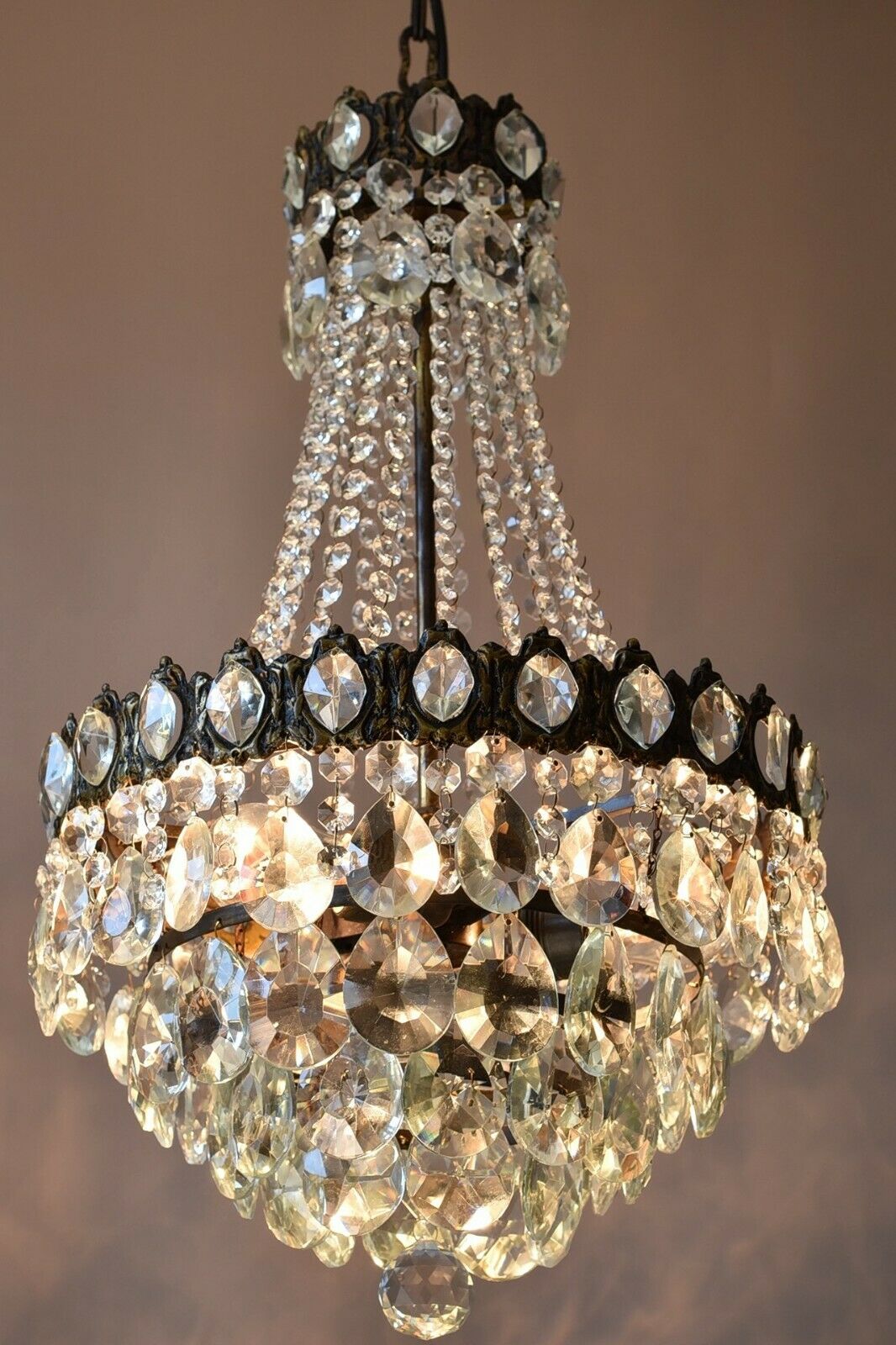 Vintage Antique French Style Empire Crystal Chandelier Lighting Pendant Lamp