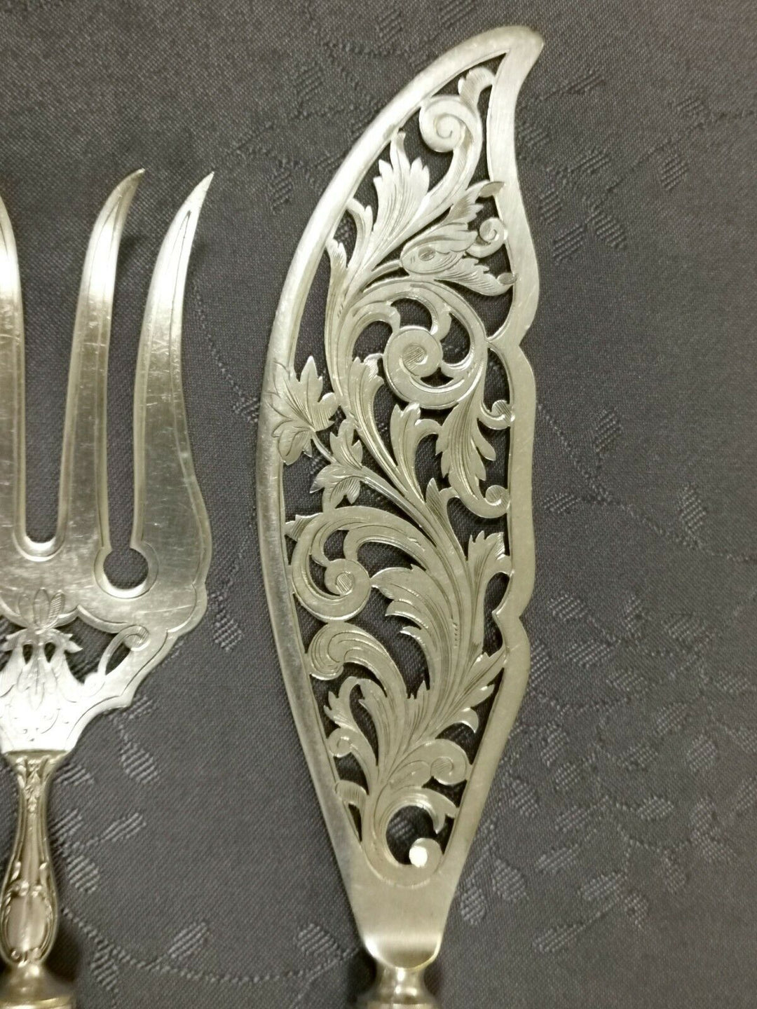 Solid Silver Puiforcat Modern Foliage Covered Service A Fish l2