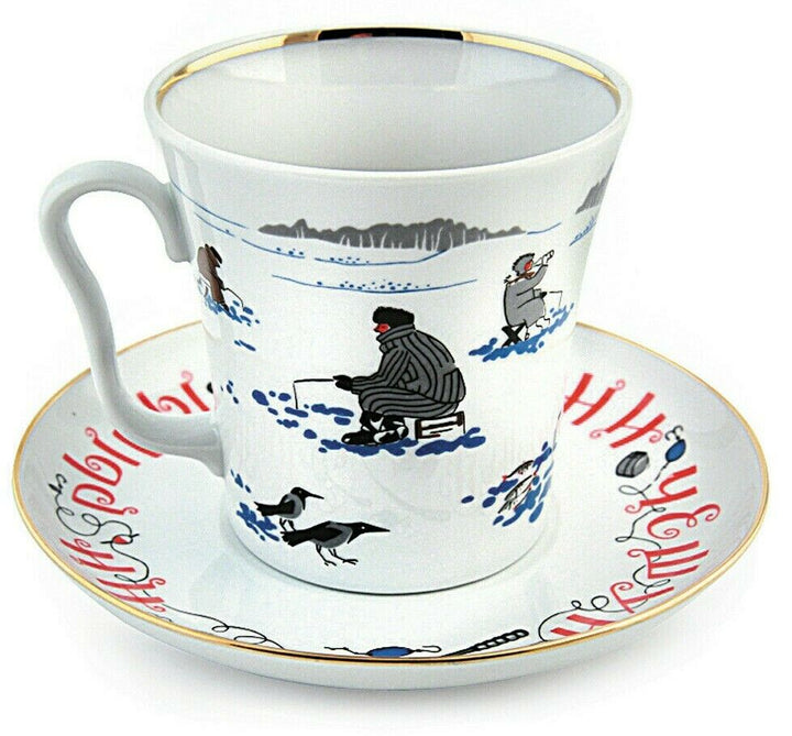 Imperial Porcelain Teacup & Saucer Lomonosov Mug LFZ No Scales! Fisherman Gift