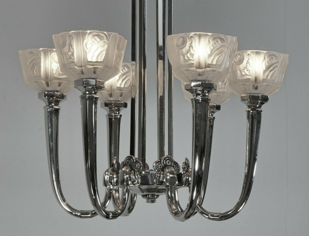 GM BORETTI : FRENCH 1930 ART DECO CHANDELIER . lamp muller degue daum era France