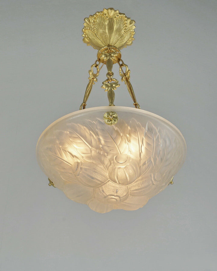 VERRERIE DES VOSGES : FRENCH ART DECO CHANDELIER ...... lustre lamp muller era