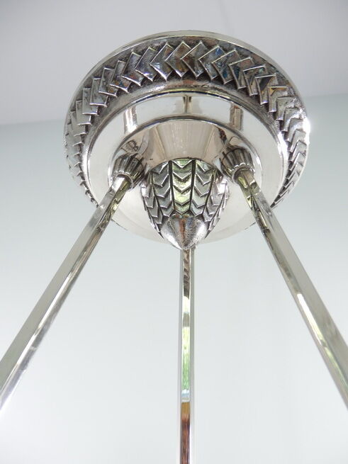 PETITOT : LARGE FRENCH 1930 ART DECO CHANDELIER ...... lustre bronze muller era