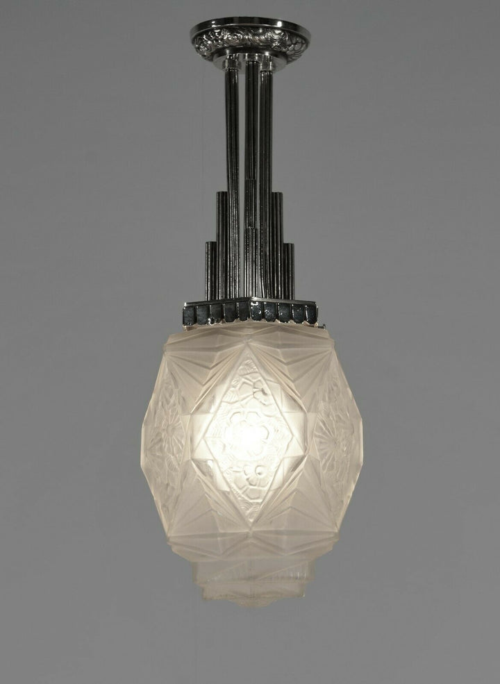 GAUTHIER EJG : 1930 FRENCH ART DECO LANTERN ...... lamp pendant France degué era