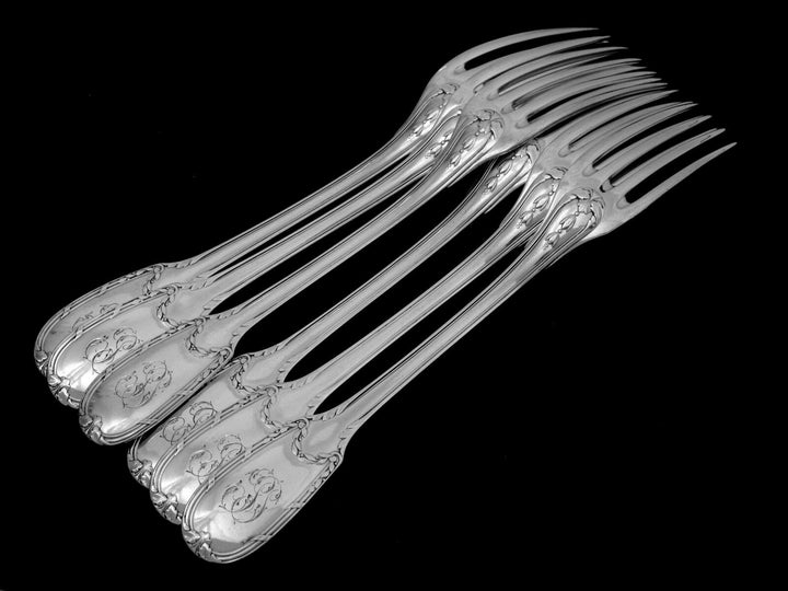Puiforcat French Sterling Silver Dinner Flatware Set 12 pc Neoclassical