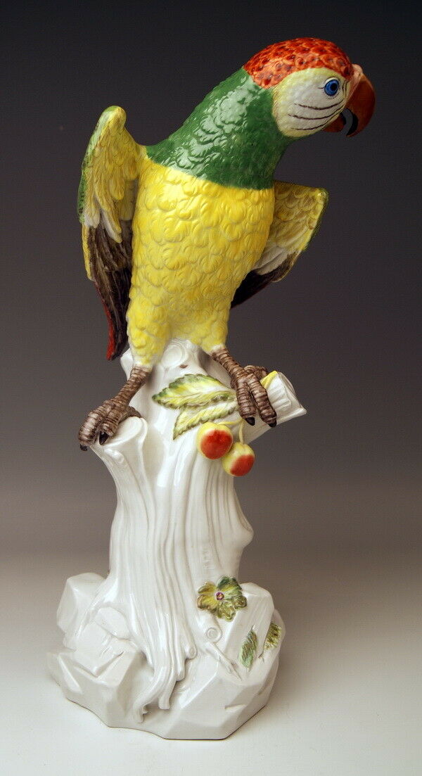 邁森 MEISSEN マイセン TIER FIGUR PAPAGEI BAUM KIRSCHEN PARROT KÄNDLER NR:77234 H:43 CM
