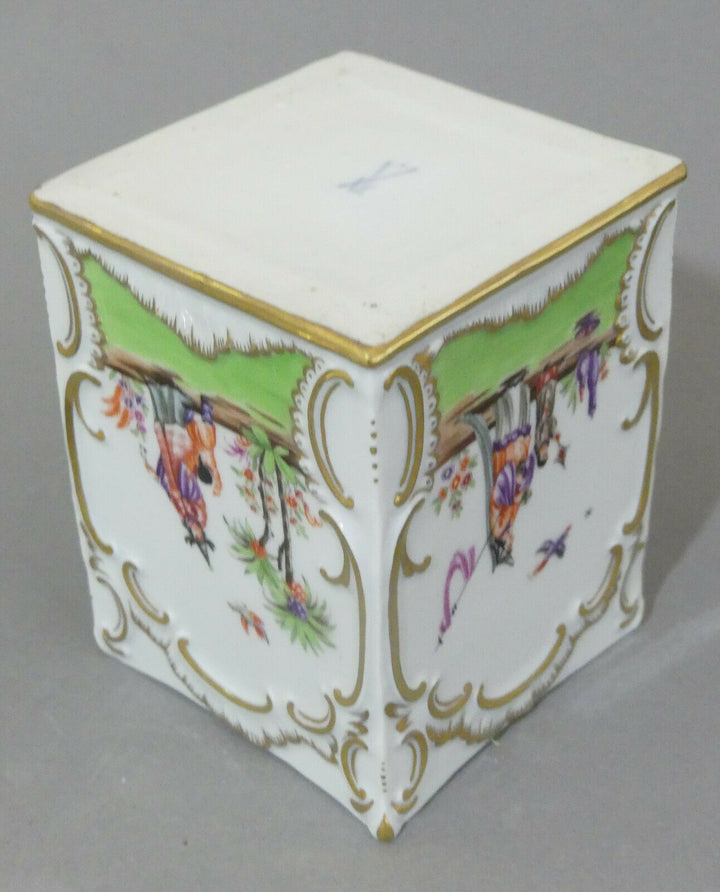  ⚔ Meissen quadr. Teedose Hoeroldt Chinoiserien H.14cm 1.Wahl TOP Pfeifferzeit