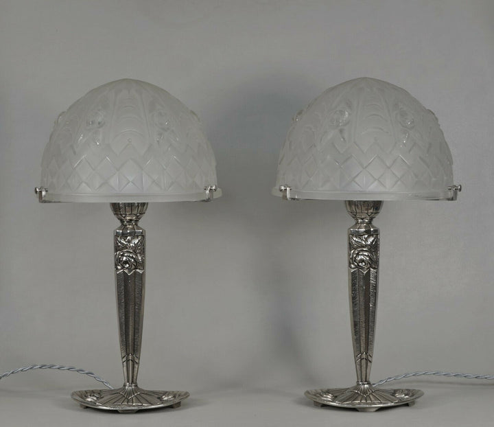 PIERRE GILLES : pair of FRENCH 1930 ART DECO LAMPS ....... lamp degué era france