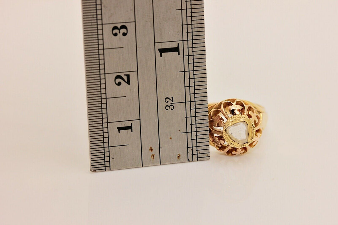 アンティーク ヴィクトリアン 18K ナチュラルローズカットダイヤモンドのソリテールリング