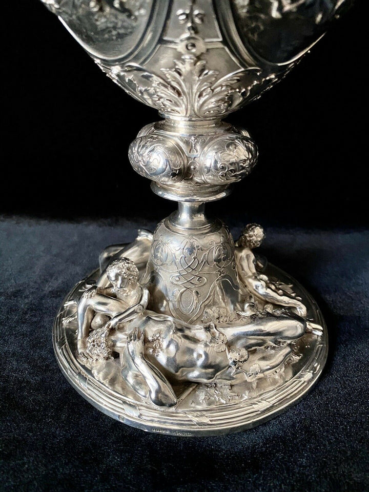 ODIOT UNIQUE FIGURAL EWER PARIS EXHIBITION 1878 TREASURE FRENCH STERLING SILVER
