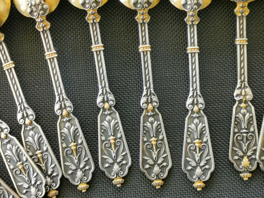 Puiforcat Solid Silver Vermeil Renaissance François 1er 12 Spoons The Desser