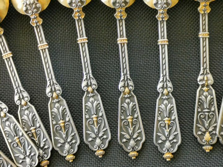 Puiforcat Solid Silver Vermeil Renaissance François 1er 12 Spoons The Desser