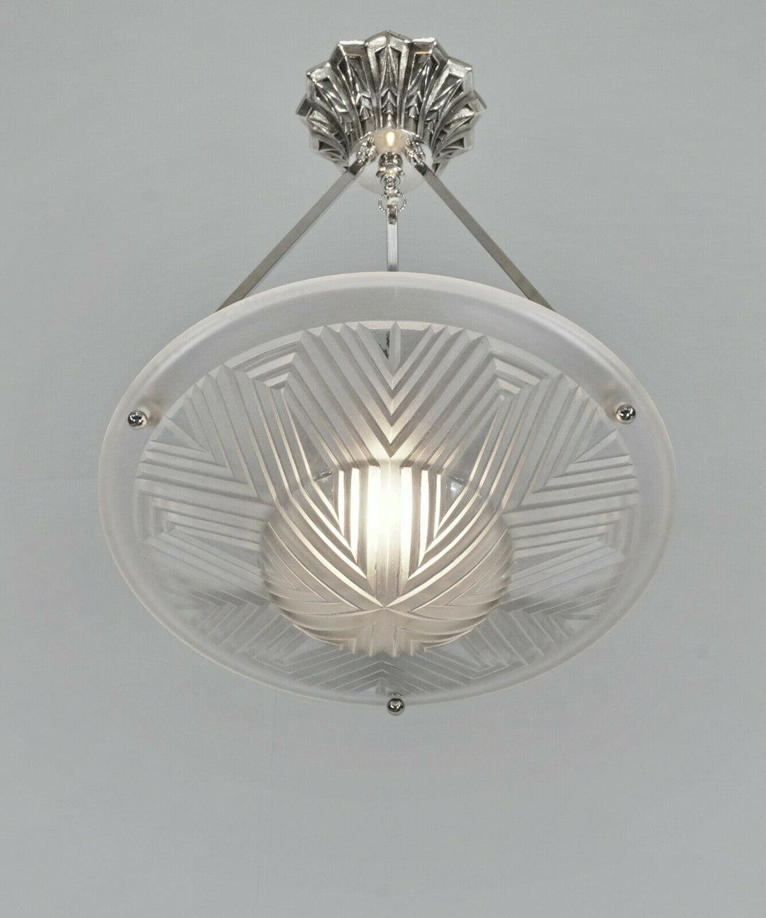MAYNADIER : FRENCH 1930 ART DECO CHANDELIER ... lamp pendant muller era France