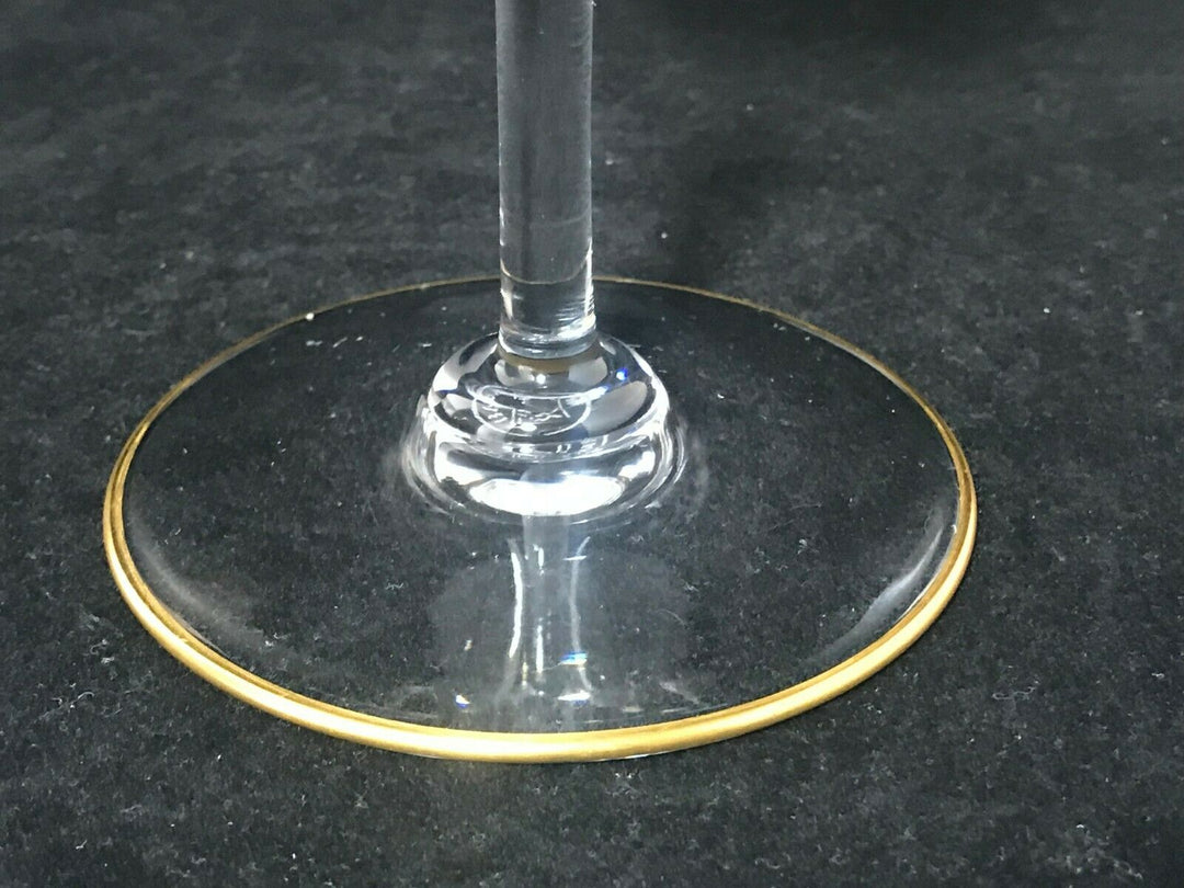 Vintage Baccarat Crystal-Jasmina Wine Glass Goblets-Etched w/Gold Trim-Set Of 4