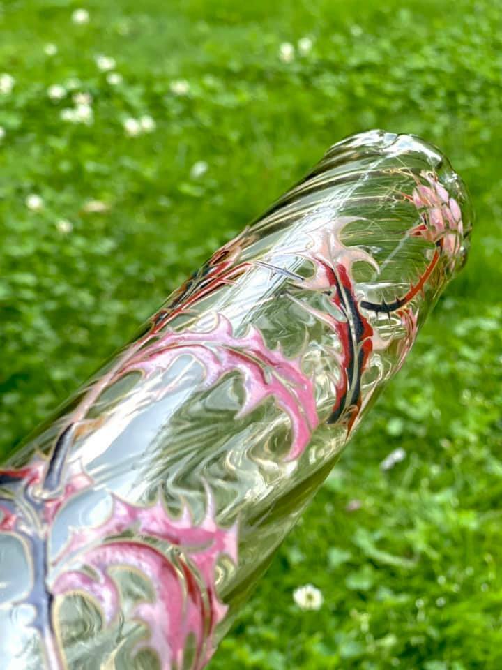 エミールガレ　初期作品　エナメルガラス　アザミの花瓶
