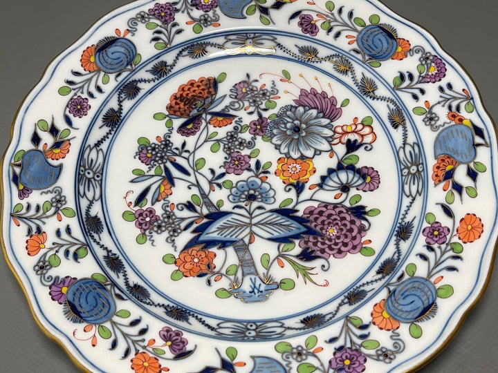 MEISSEN PLATE ONION PATTERN ROYAL COLORFUL BLUE RED GREEN LOT OF GOLD 1.CHOICE D:25,3cm
