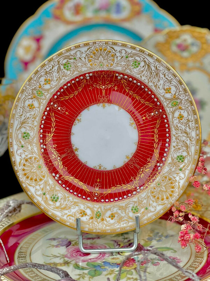 ロイヤルウースター　アンティーク　ティーカップ&ソーサー　ゴールドエナメルジュール