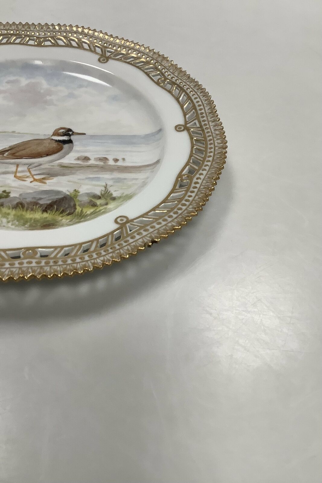 Royal Copenhagen Flora Danica Birds Lunch plate No 20/3554 with openwork edge.