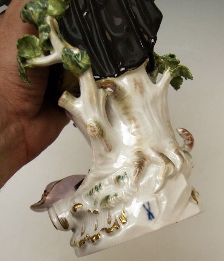 MEISSEN GROSSE SCHÄFER FIGUR MANN HUND TALL SHEPHERD KÄNDLER MNR: 1 UM 1935