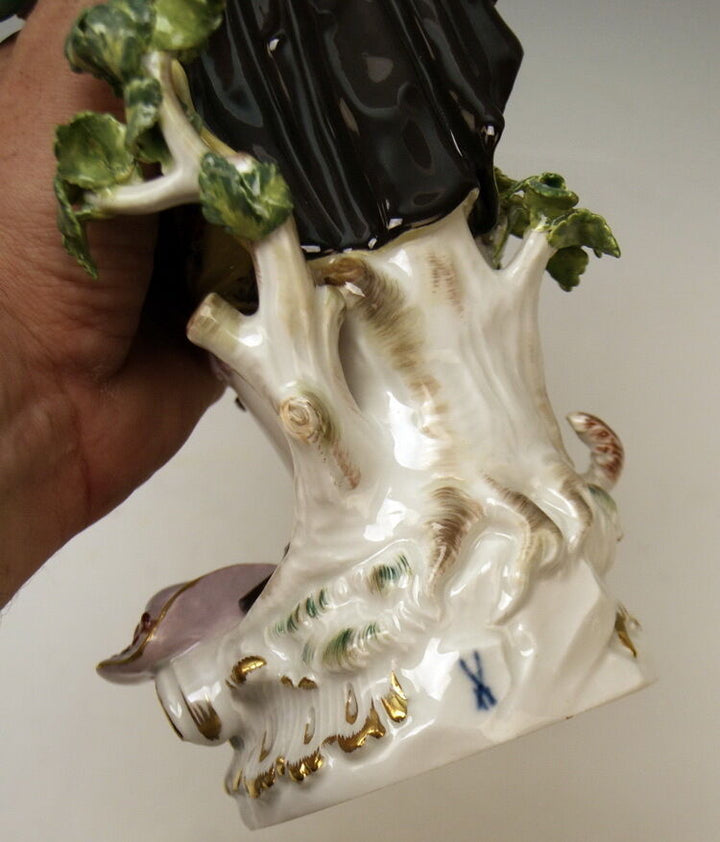 MEISSEN GROSSE SCHÄFER FIGUR MANN HUND TALL SHEPHERD KÄNDLER MNR: 1 UM 1935