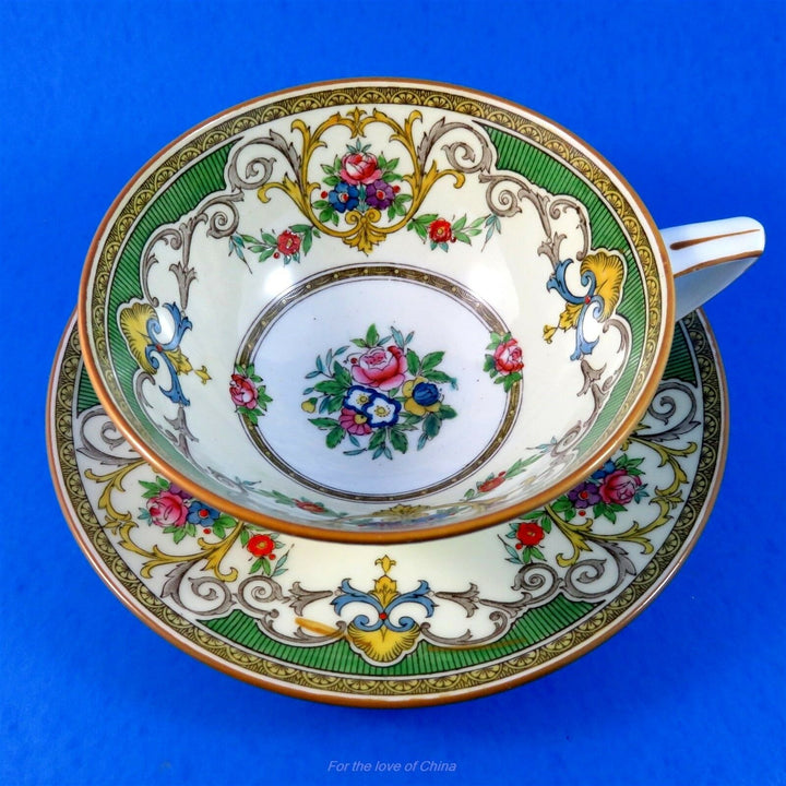 Very Ornate Floral and Garlands " Kenora " Mintons Tea Cup and Saucer Set