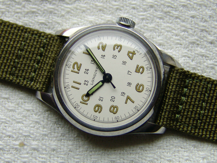 第二次世界大戦期 34mm ロンジン パイロット ミリタリーウォッチ 腕時計 1942-1951 – アンティークテーブルウェア