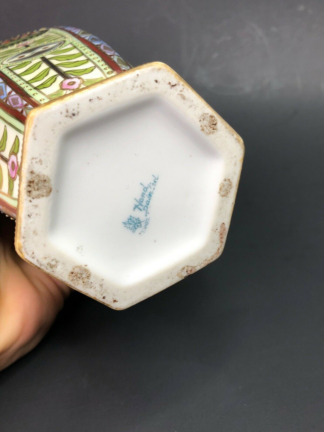 Early 9” NIPPON Noritake Porcelain Beaded Moriage Enamel Floral Art Vase Signed