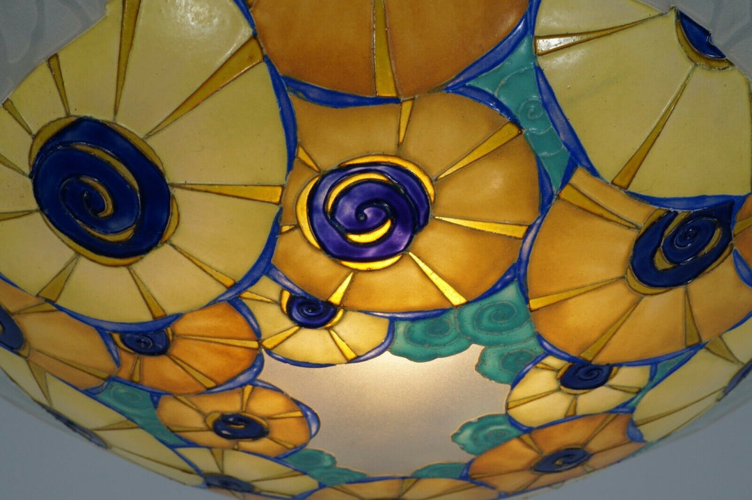 LOYS LUCHA : FRENCH 1930 ART DECO CHANDELIER ...... pendant lamp daum era France