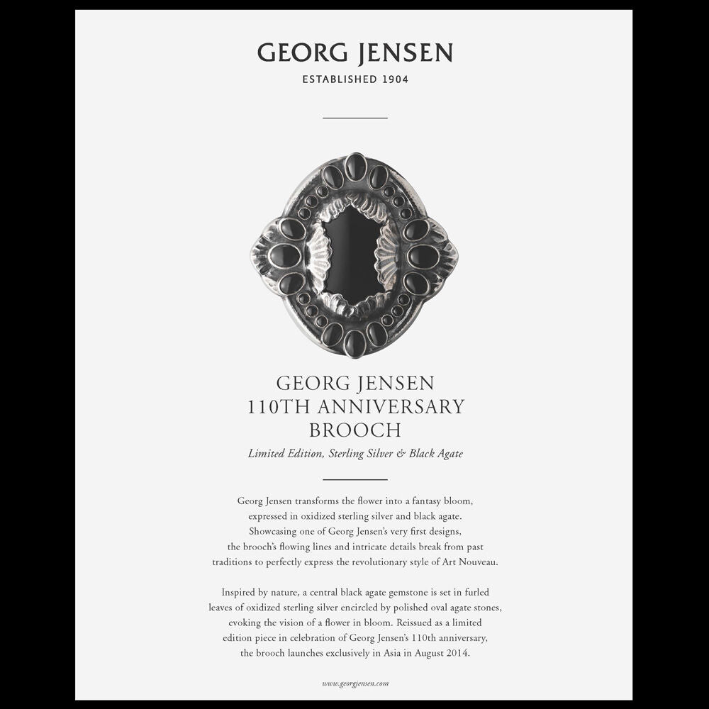 Georg Jensen Silver Brooch No. 1 w/ Black Agate