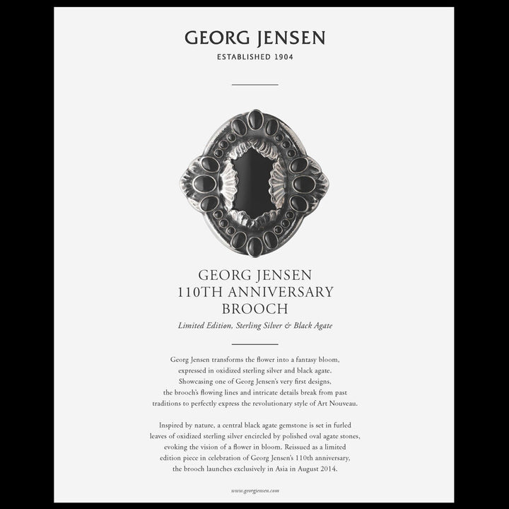 Georg Jensen Silver Brooch No. 1 w/ Black Agate