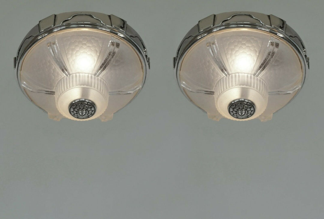 Gauthier EJG EZAN : PAIR OF FRENCH 1930 ART DECO FLUSH MOUNT S .......... France