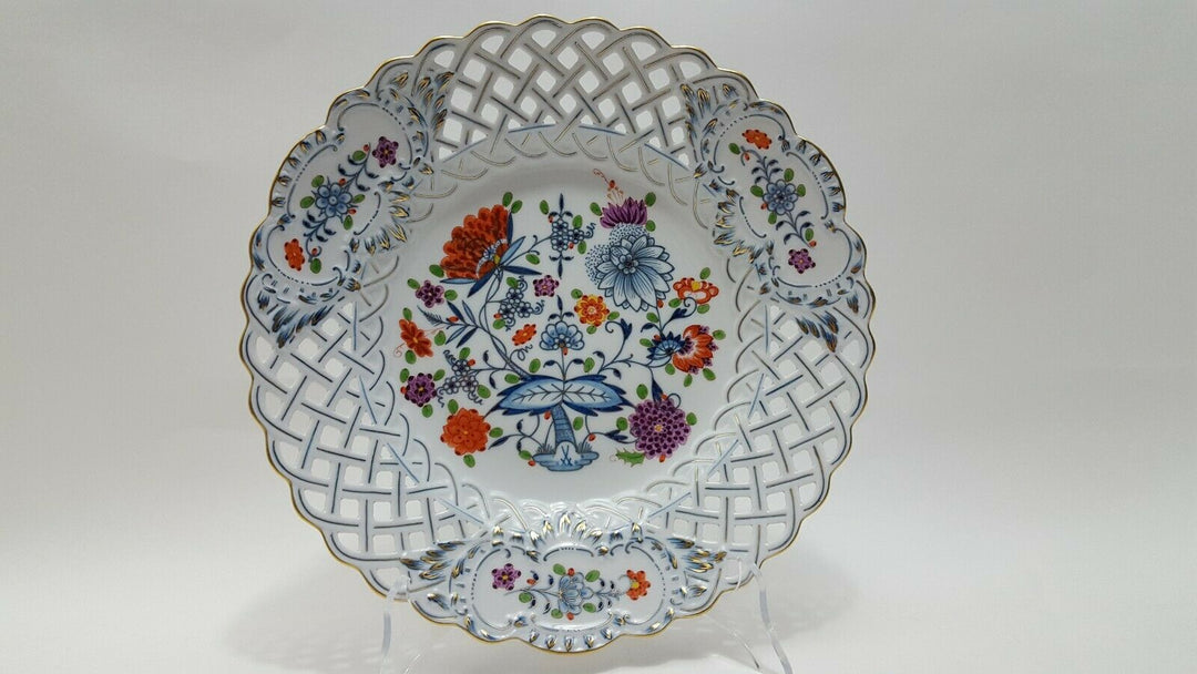 Meissen 1976 Durchbruch Teller Zwiebelmuster Royal Gold 1.Wahl 28,5cm.