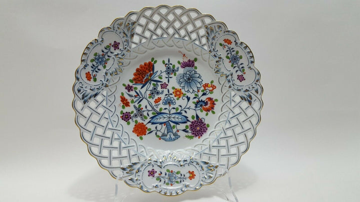 Meissen 1976 Durchbruch Teller Zwiebelmuster Royal Gold 1.Wahl 28,5cm.