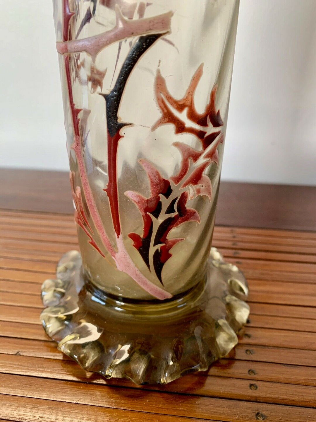 エミールガレ　初期作品　エナメルガラス　アザミの花瓶