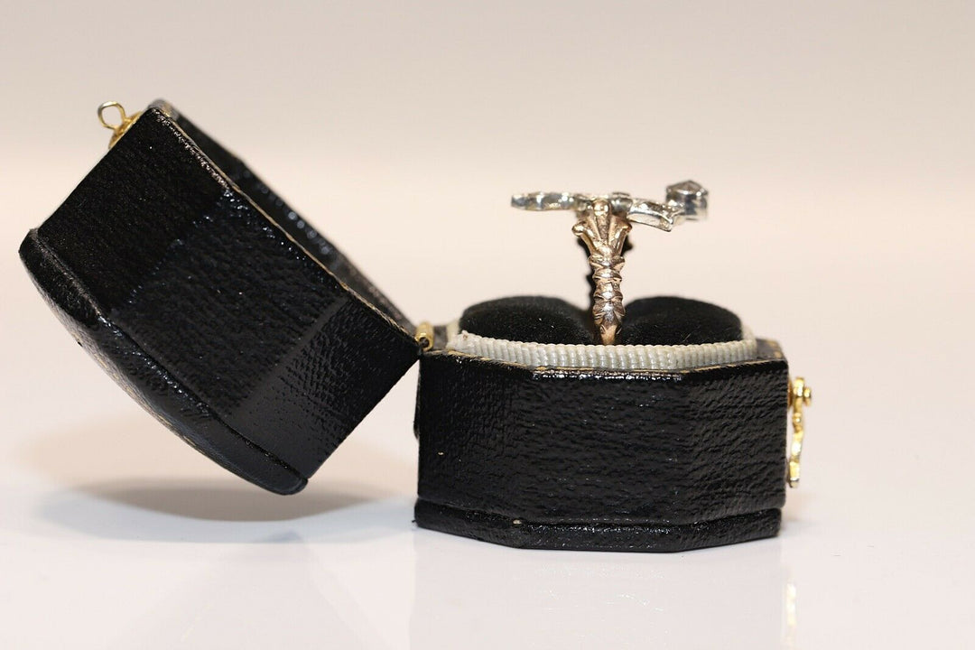 アンティーク 8K ナチュラルローズカットダイヤモンドとカリバールビーのオスマンリング