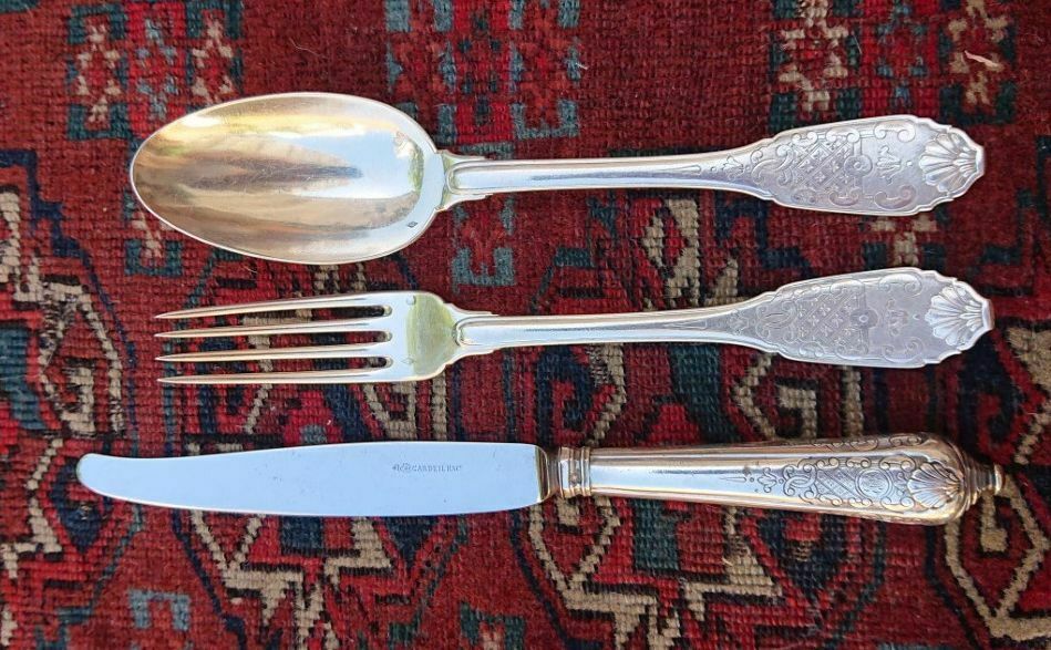 CHRISTOFLE CARDEILHAC STERLING SILVER DINNER SET FOR SIX WITH 18 PIECES