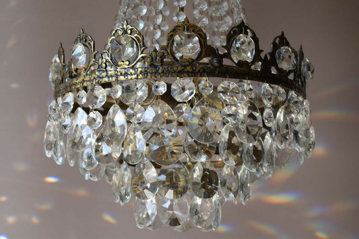 Big Sale,Vintage Crystal Chandelier, Antique French Style mid century Lighting