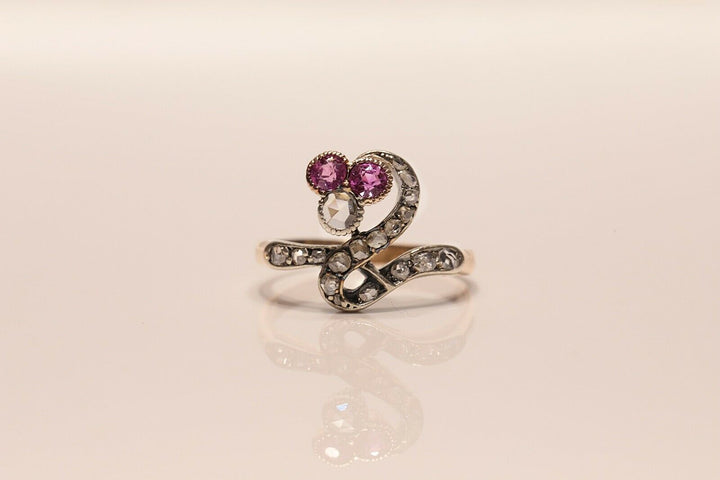 アンティーク オリジナル アールヌーヴォー 18K ナチュラルローズカット　ダイヤモンドのリング