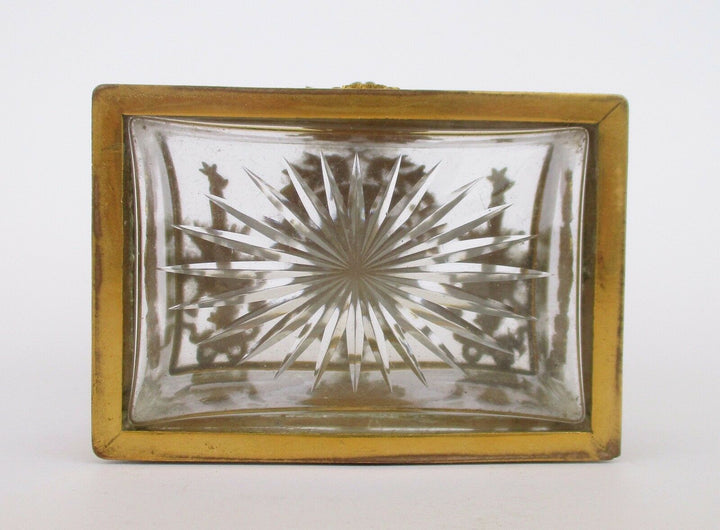 RARE ANTIQUE 19TH CENTURY FRENCH BRONZE & BACCARAT CRYSTAL JEWERLY CASKET BOX