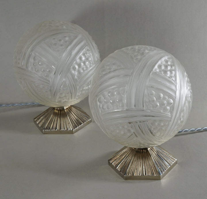 エティエ・ヴァンソン　ペアのフランス製アールデコランプ　1930年