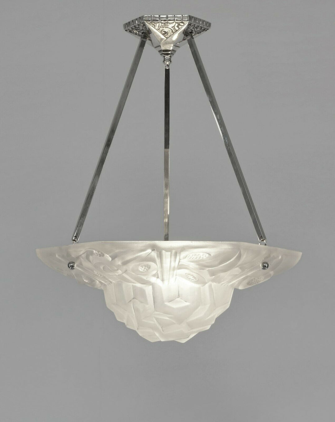 DEGUE : FRENCH 1930 ART DECO CHANDELIER PENDANT WITH BOWL .... lamp muller era