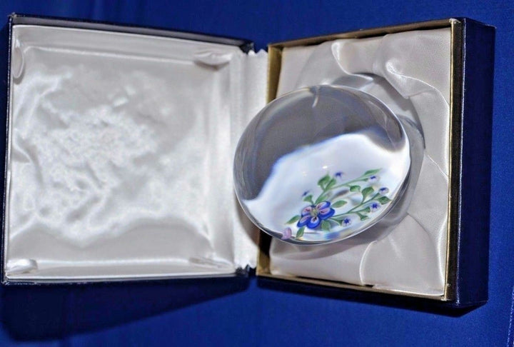 Baccarat Francia Vetro Cristallo Fermacarte 1971 Floreale 8.3cm Figurina W/ Box
