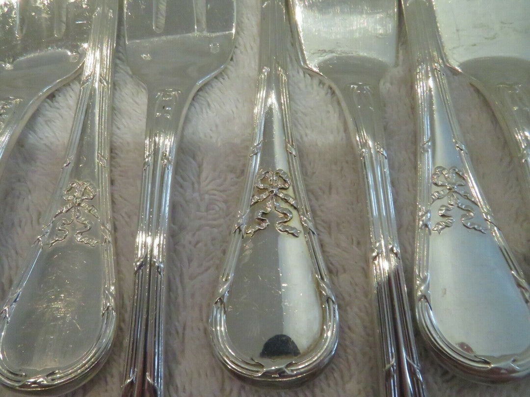 early 20th c french 950 silver 12p fish cutlery set Puiforcat Louis XVI st ety