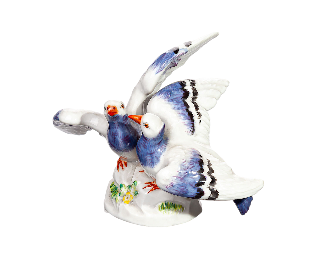 マイセン人形 動物シリーズ 鳩のペア  モデル番号O190x 1973年 9cm