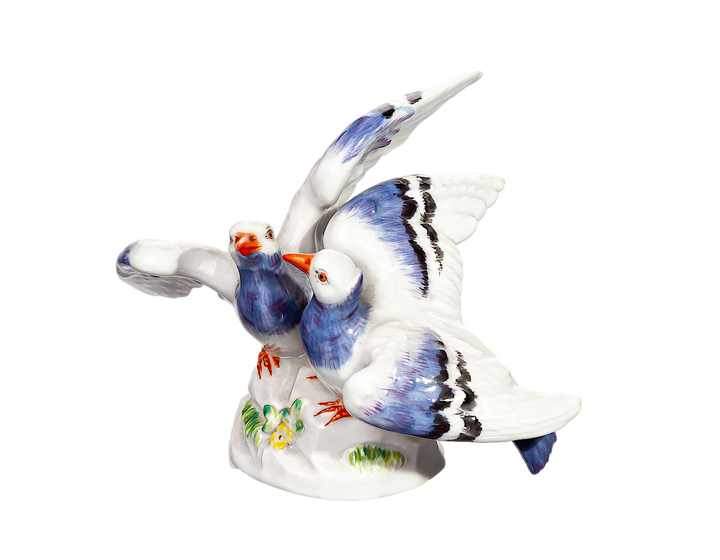 マイセン人形 動物シリーズ 鳩のペア  モデル番号O190x 1973年 9cm