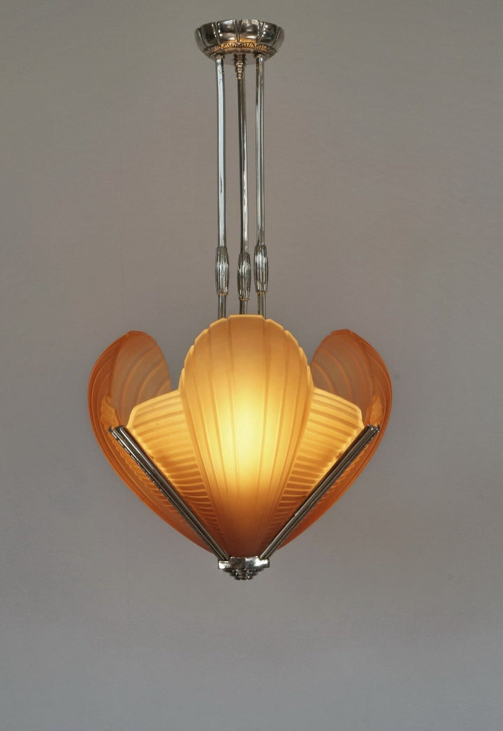 PETITOT : FRENCH 1930 ART DECO CHANDELIER cleopatra ................. muller era