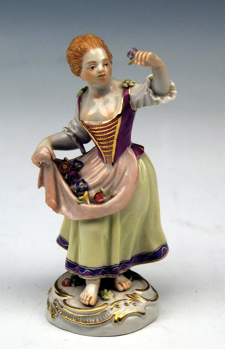 MEISSEN FIGUR GÄRTNERKIND MÄDCHEN ROSEN IN SCHÜRZE GARDENER CHILDREN NR: 60317