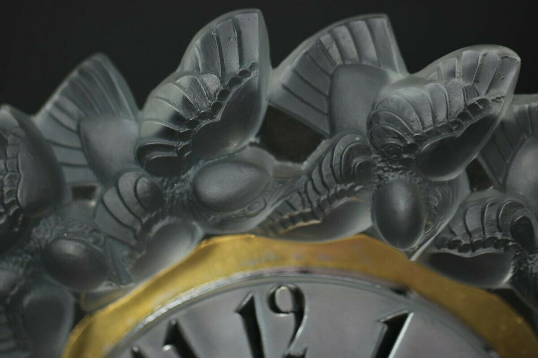 Rene Lalique Frosted Glass Roitelets Clock